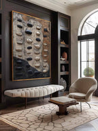 Large 3D Black and White Texture Painting Wabi-Sabi Wall Art Black and White Abstract Art for Sale – SJ#0160