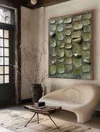 Large 3D Green Abstract Canvas Art for Sale Wabi Sabi Abstract Art Green Canvas Wall Painting – SJ#0158