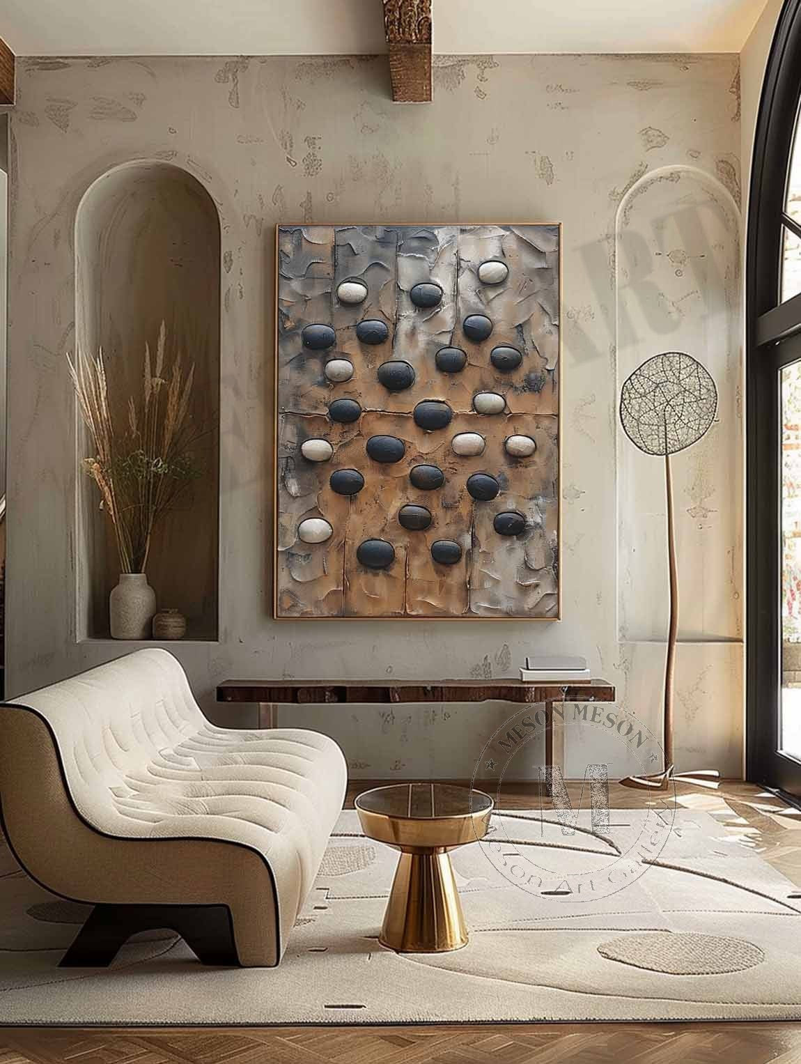 Large 3D Wabi Sabi Abstract Art Black and White Abstract Art for Sale Black and White Canvas Wall Ar-SJ#0159