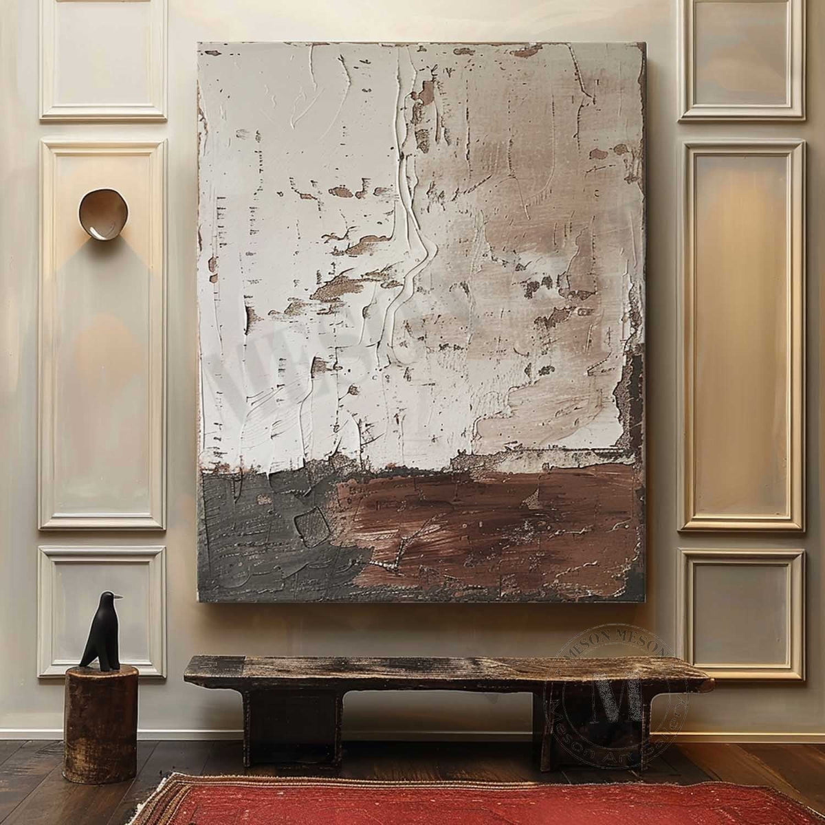 Large Gray and Brown Abstract Canvas Art Wabi-Sabi Wall Art Gray and Brown Abstract Oil Painting – SJ#0171