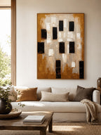 Earth Tone Textured Geometric Wall Art _ Wabi Sabi Painting – SJ#0108
