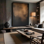 Minimalist Brown Black Canvas Wall Art Dark Brown Abstract Painting Black Minimalist Wall Decor-SJ#0252