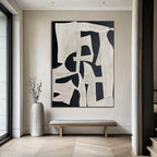 Black Beige Abstract Wall Art Large Textured Modern Painting Wabi Sabi Minimalist Canvas - In Room Setting | Seegart Wall Art