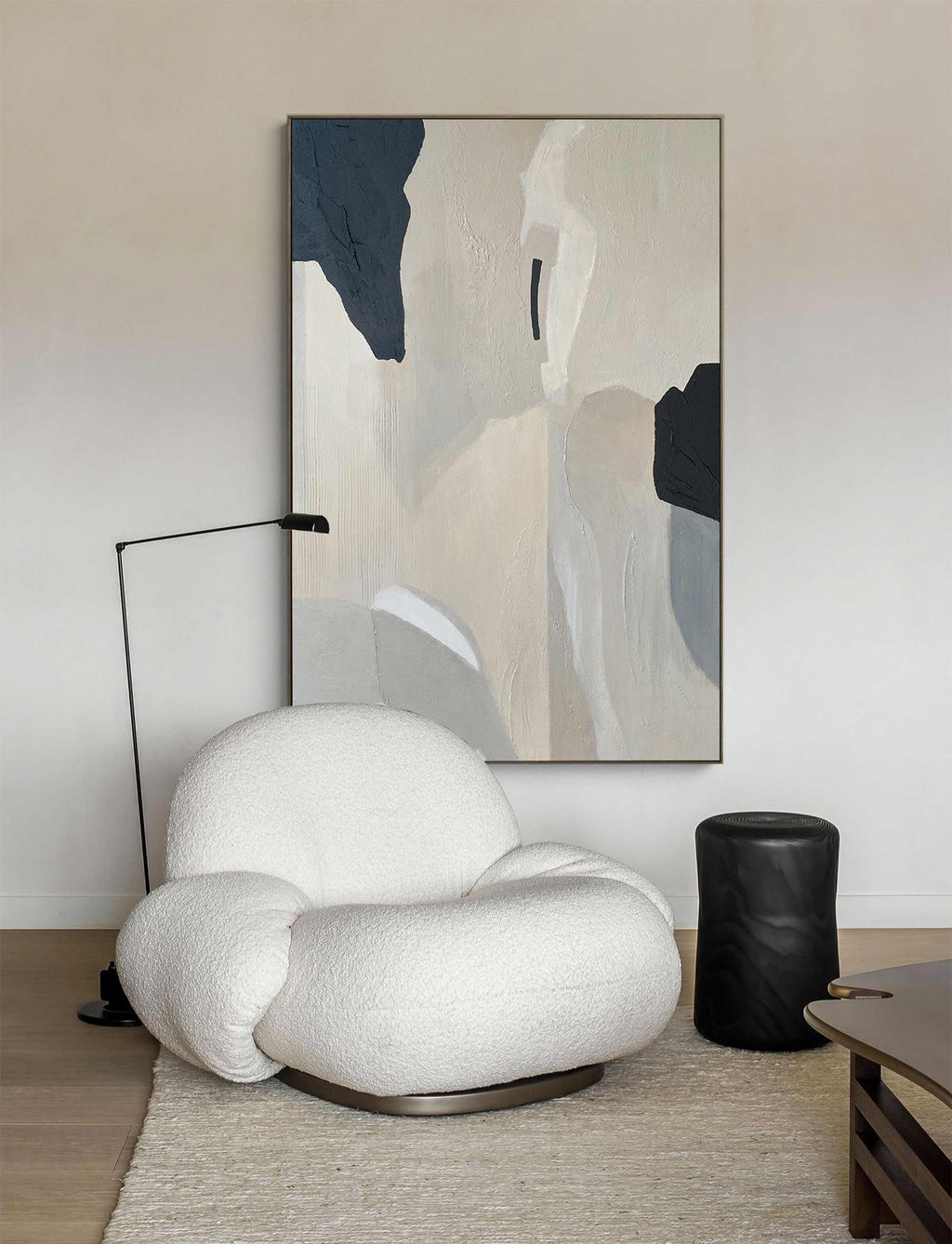Minimalist Modern Wall Art Black And Beige Minimal-SJ#0268