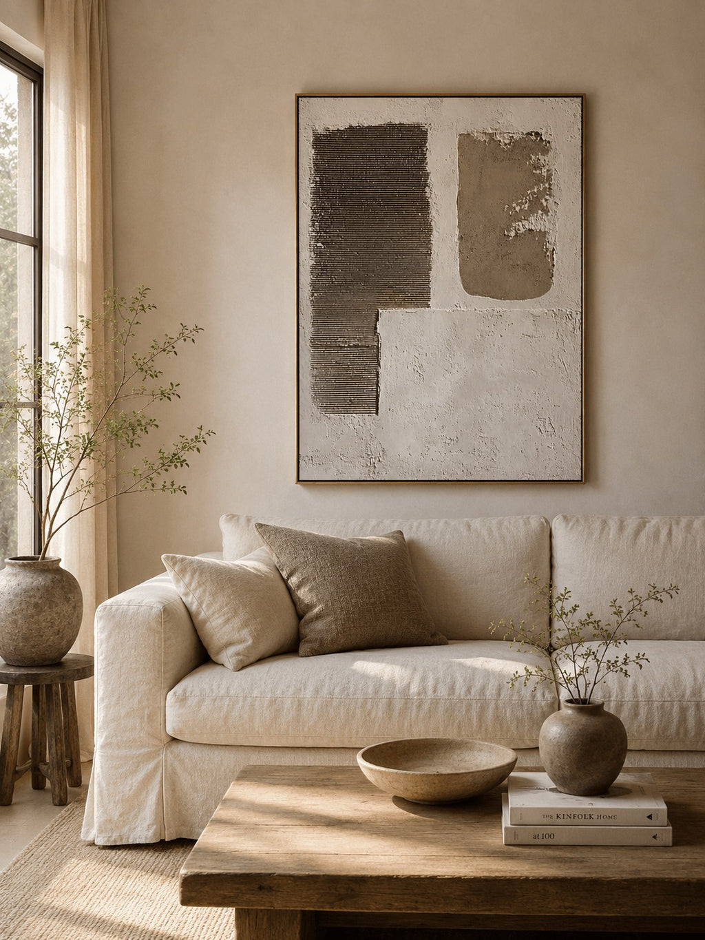 Wabi-Sabi Textured Geometric Wall Art – SJ#0091