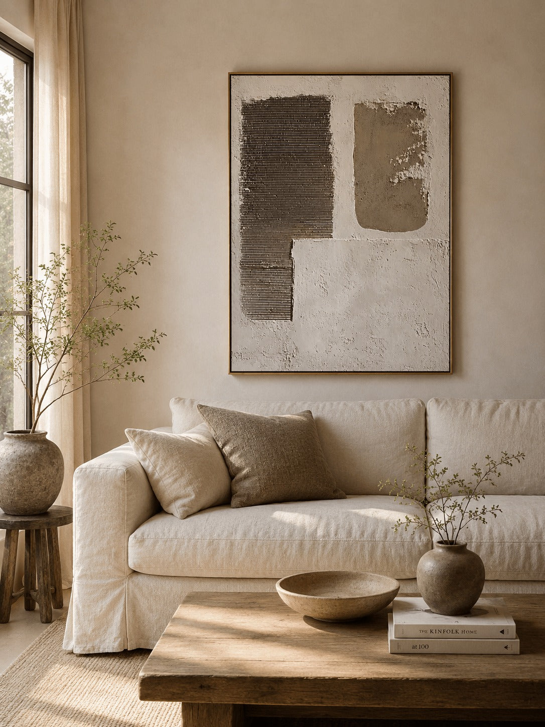 Wabi-Sabi Textured Geometric Wall Art – SJ#0091