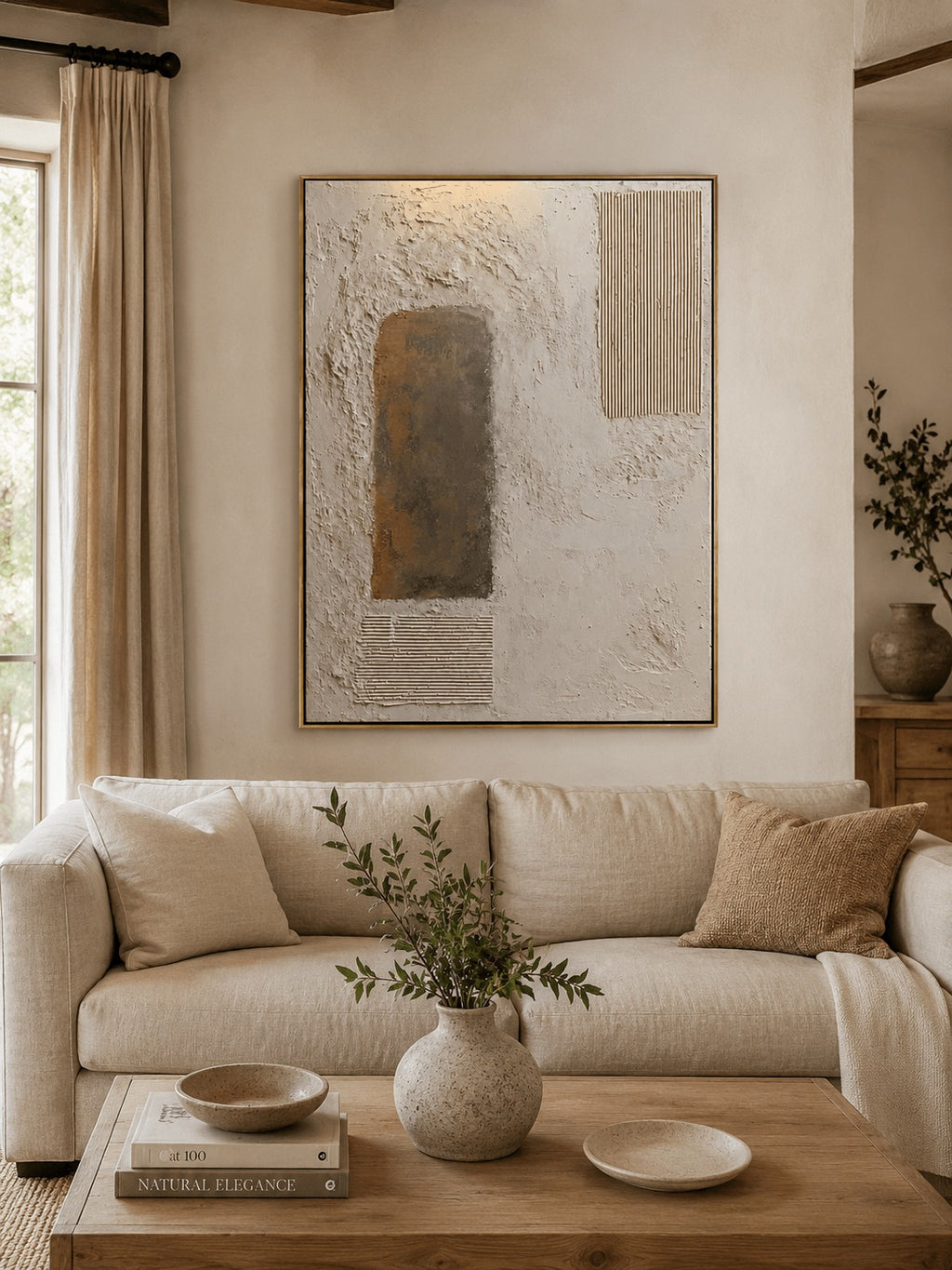 Wabi-Sabi Textured Geometric Wall Art – SJ#0090