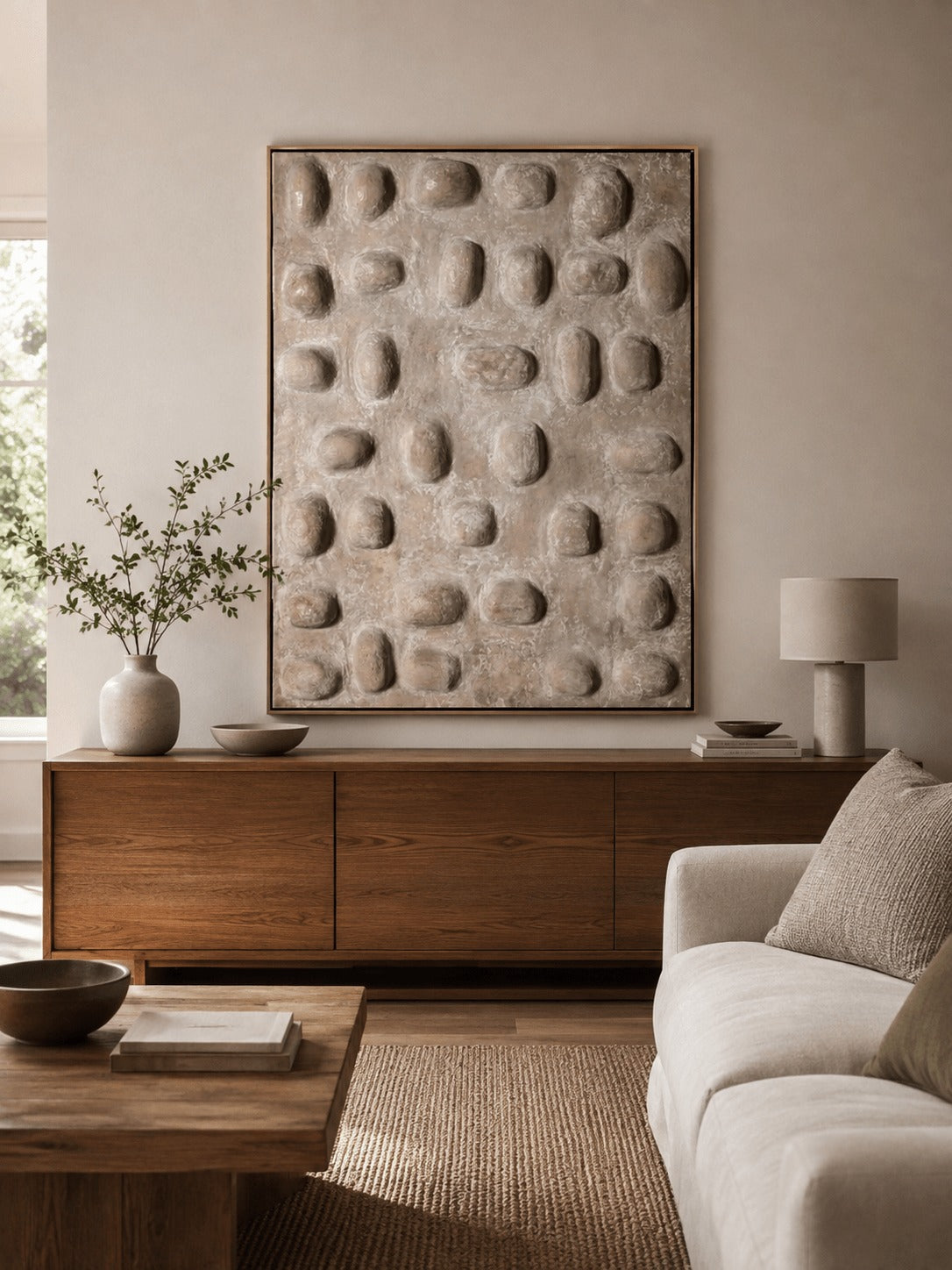 Minimalist 3D Textured Pebble Wall Art _ SJ#0067