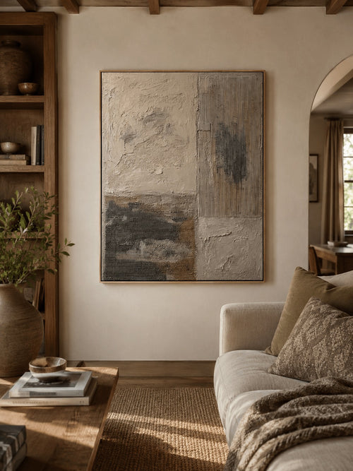 Beige & Black Wabi-Sabi Wall Art – SJ#0066