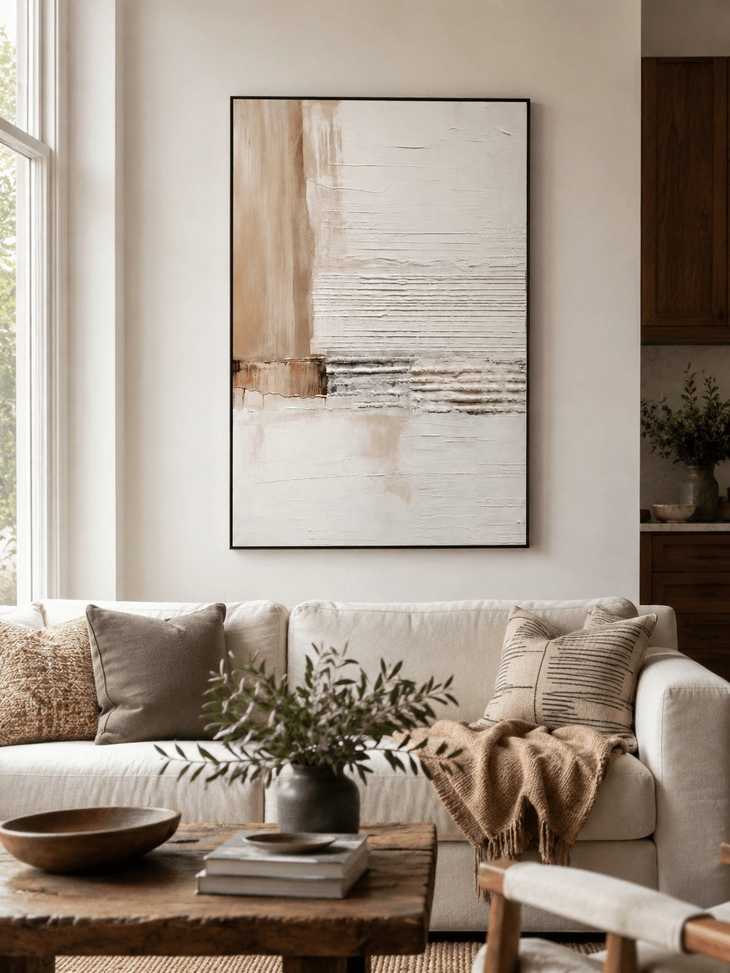 Neutral Textured Abstract Wall Art _ Wabi Sabi Painting – SJ#0101