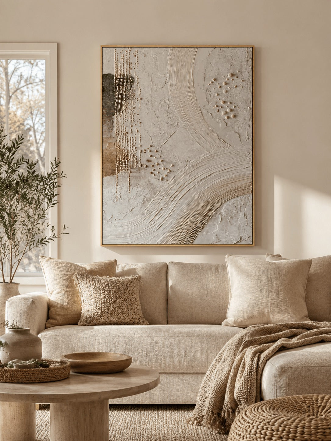Wabi Sabi Ivory Textured Abstract Wall Art _ Eliot Vermeer –SJ#0058