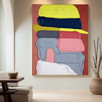 Large Colorful 3D Textured Acrylic Plaster Abstract Modern Wall Art Painting-SJ#0340