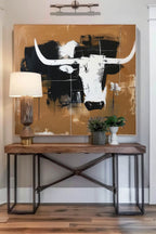 Vintage Abstract Bull Art Retro Minimalist Black A-SJ#0247