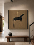 Vintage Abstract Horse And Rider Painting On Linen Canvas For Living Room Decor-SJ#0238