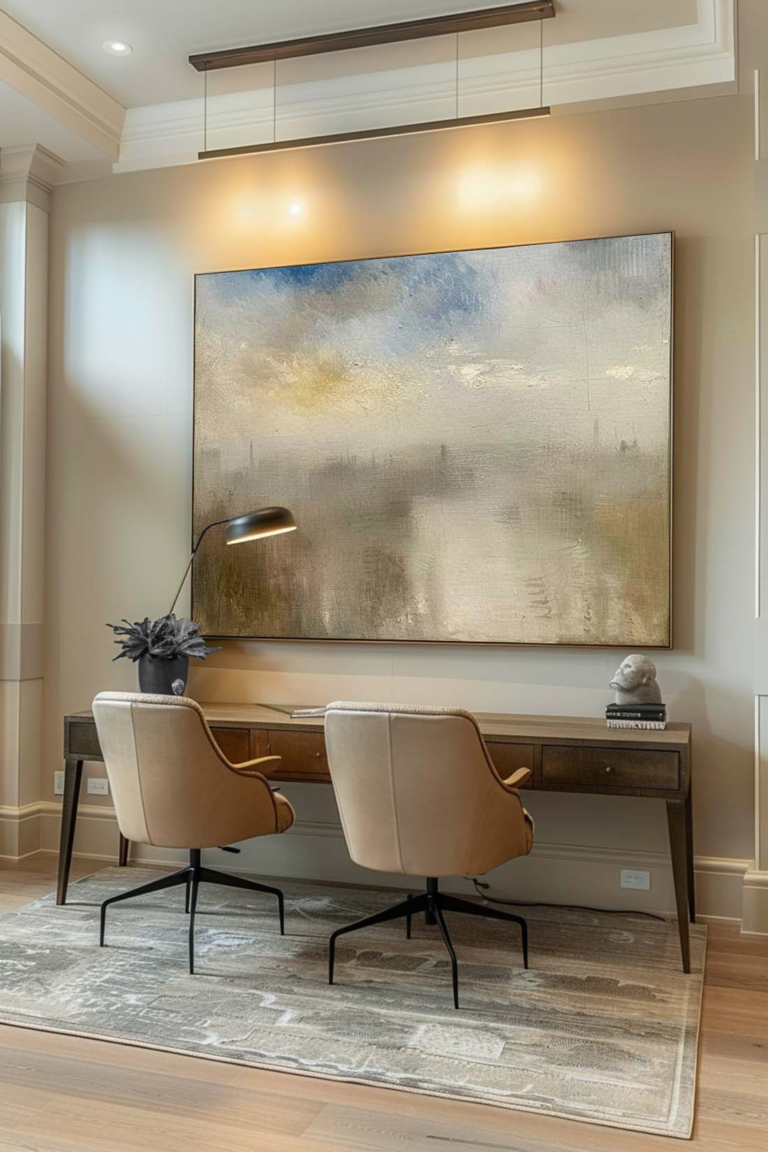 Vintage Abstract Mountain Oil Painting Original La-SJ#0262
