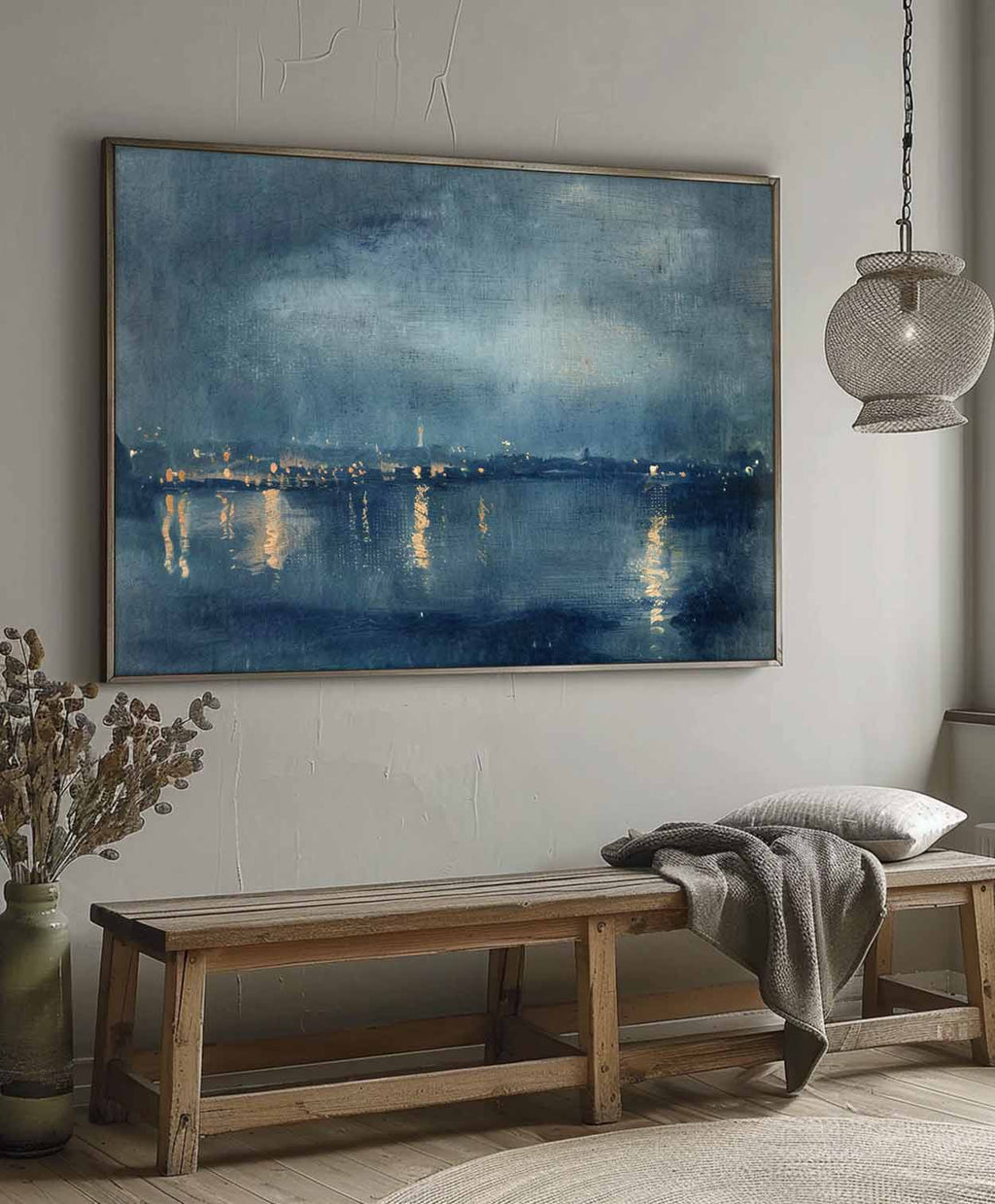 Vintage Country Night Landscape Canvas Wall Art Bl-SJ#0266