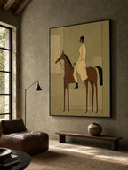Vintage Equestrian Oil Painting Woman On Horse Retro Wall Art For Living Room Decor-SJ#0229