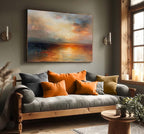 Vintage Hand-Painted Abstract Sea Level Oil Painti-SJ#0263