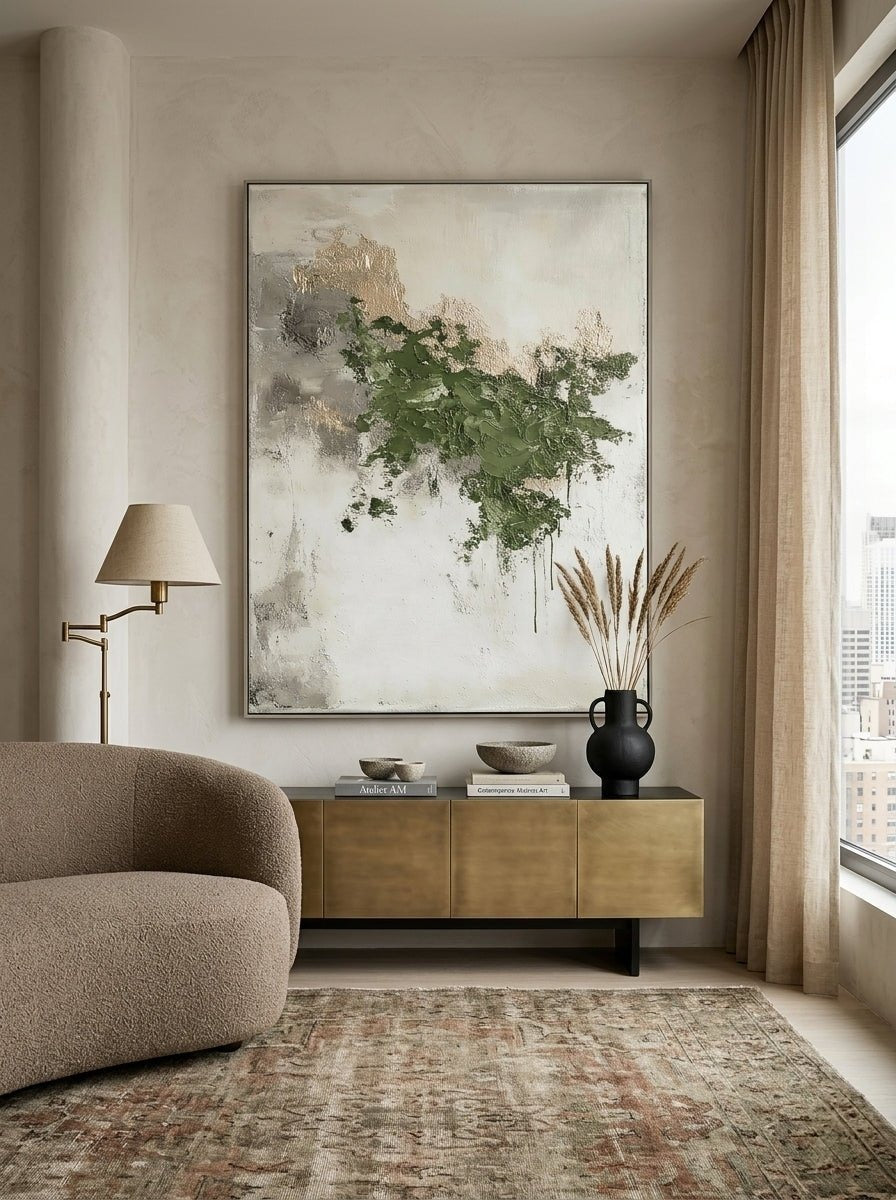 Wabi-Sabi Sage Green Abstract Wall Art – SJ#0070