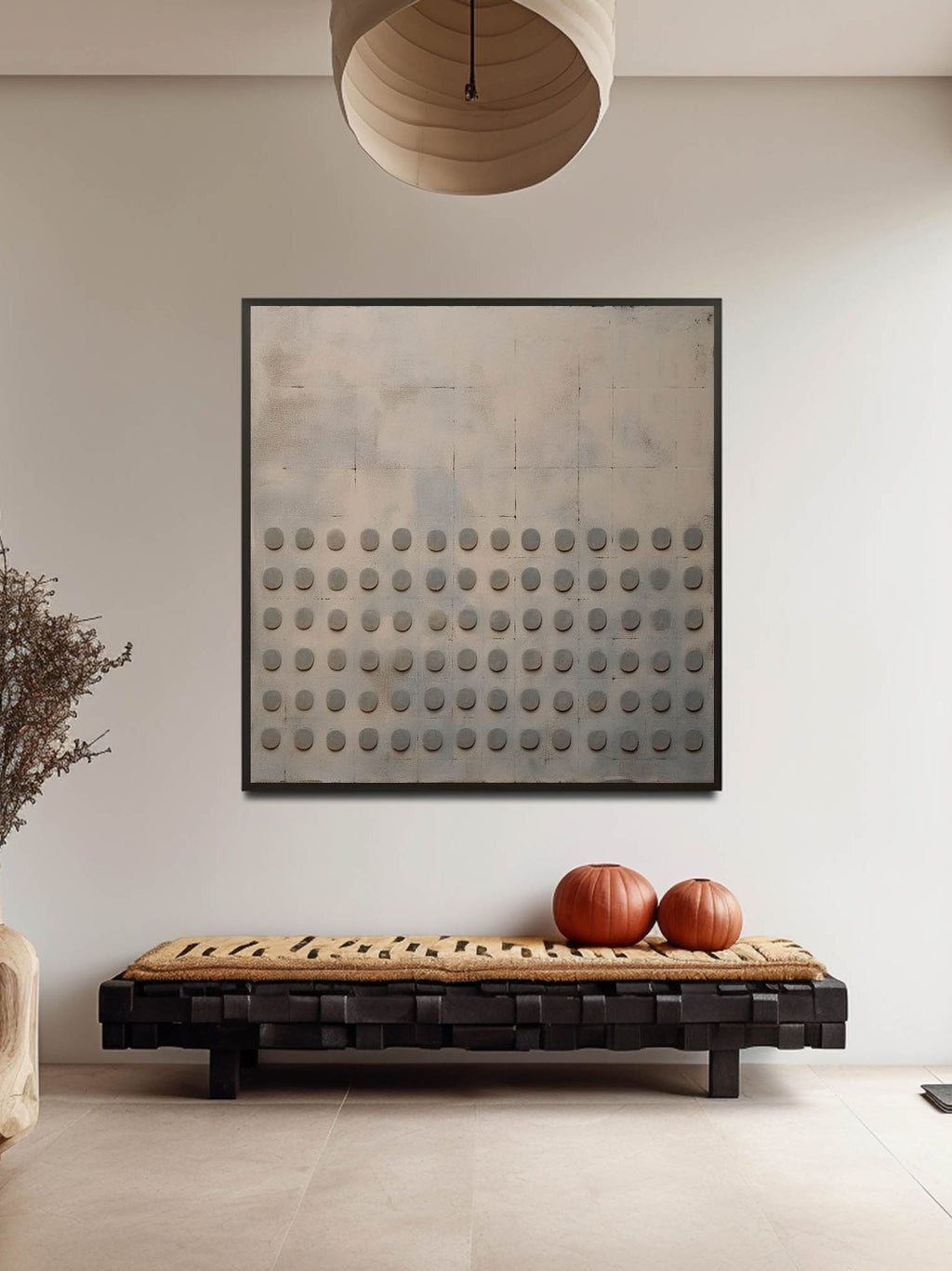 Beige & Grey Wabi-Sabi Wall Art Square – SJ#0010