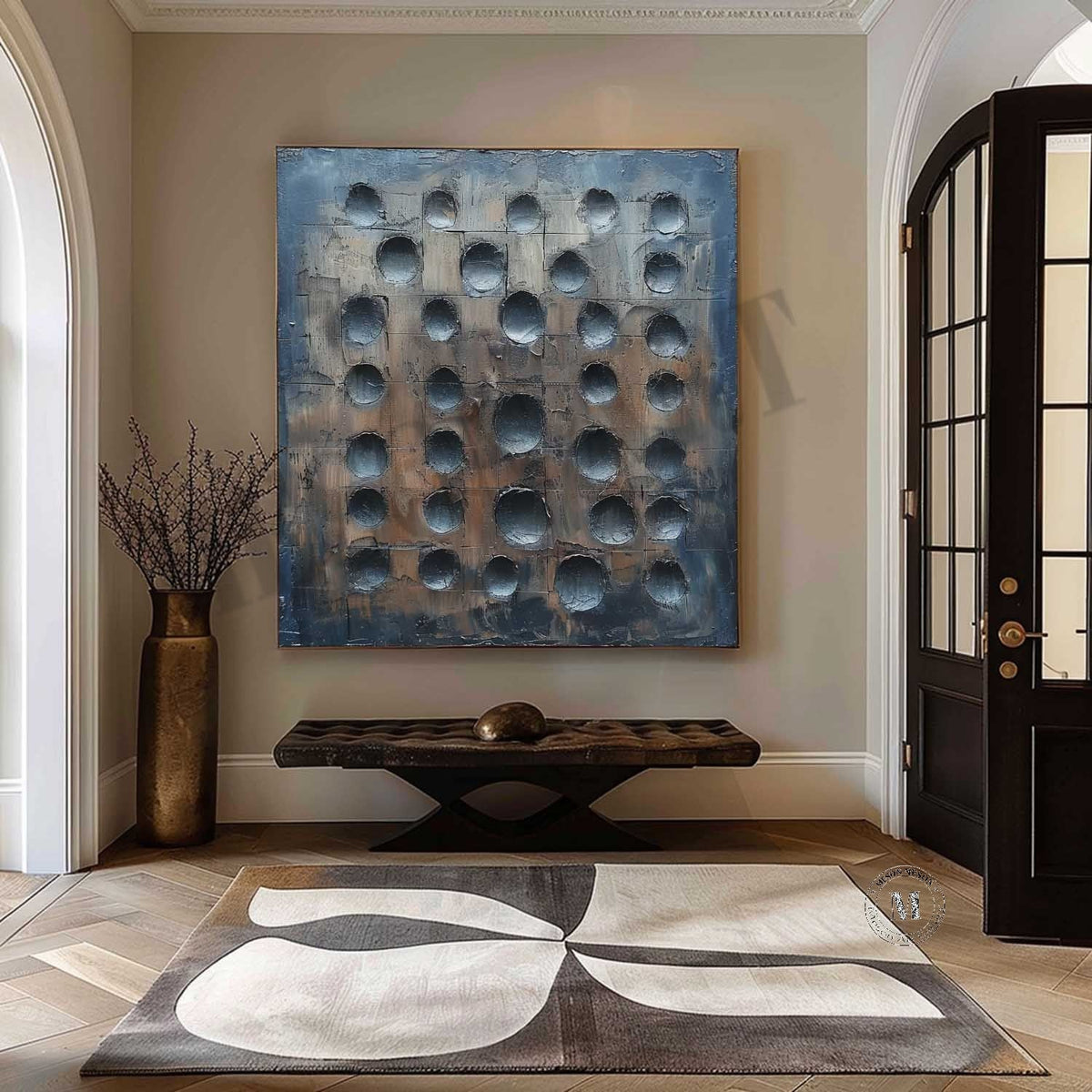 Large 3D Blue Abstract Canvas Art for Sale Wabi Sabi Abstract Art Blue Canvas Wall Painting –SJ#0022