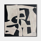 Large Black White Abstract Painting Contemporary Textured Wall Art Modern Minimalist Canvas - Main Product Image | Seegart