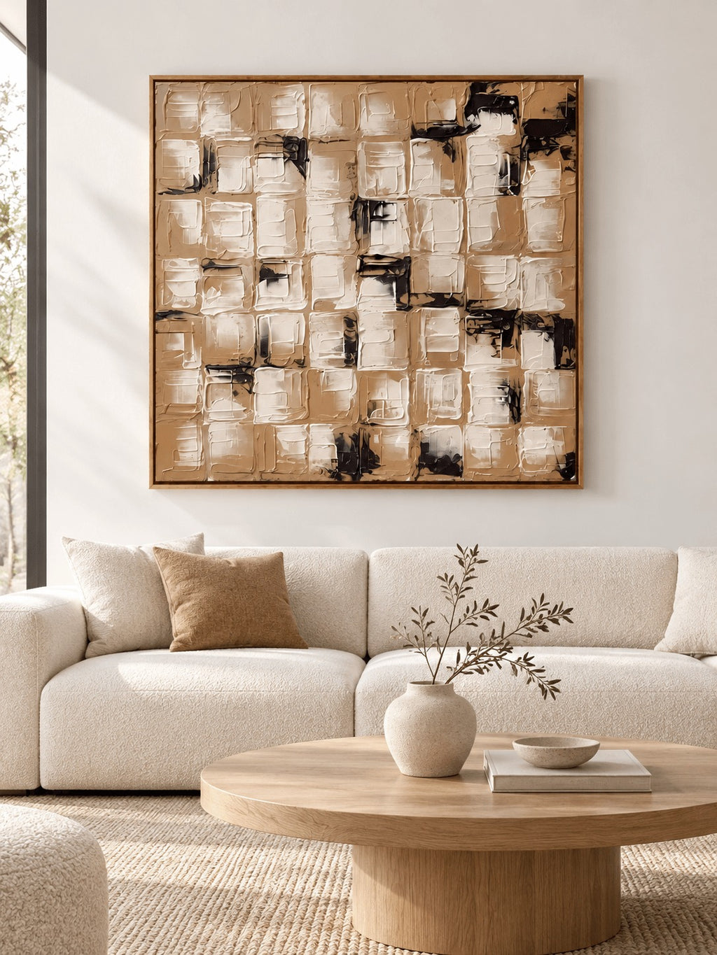 Wabi-Sabi Earth Tone Wall Art _ Textured Geometric Wall Art – SJ#0047