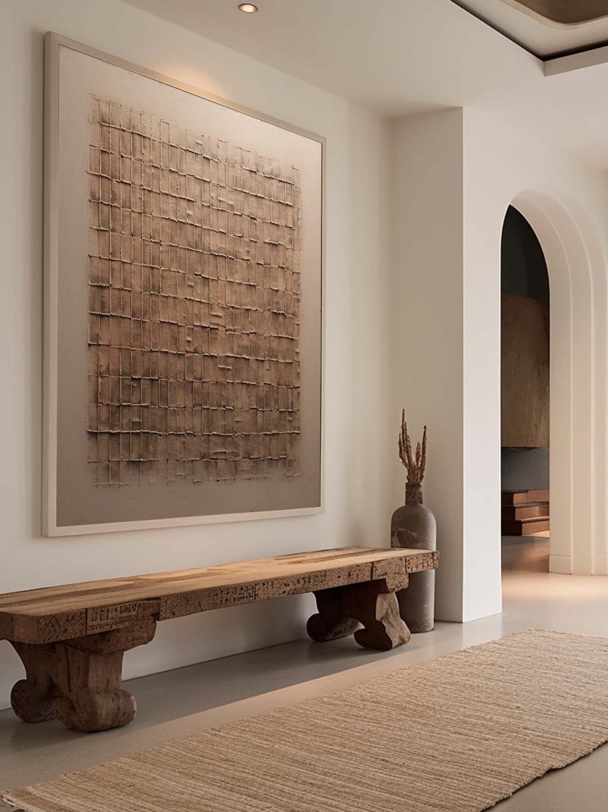 Handmade Beige & Bronze Wall Art  – SJ#0014