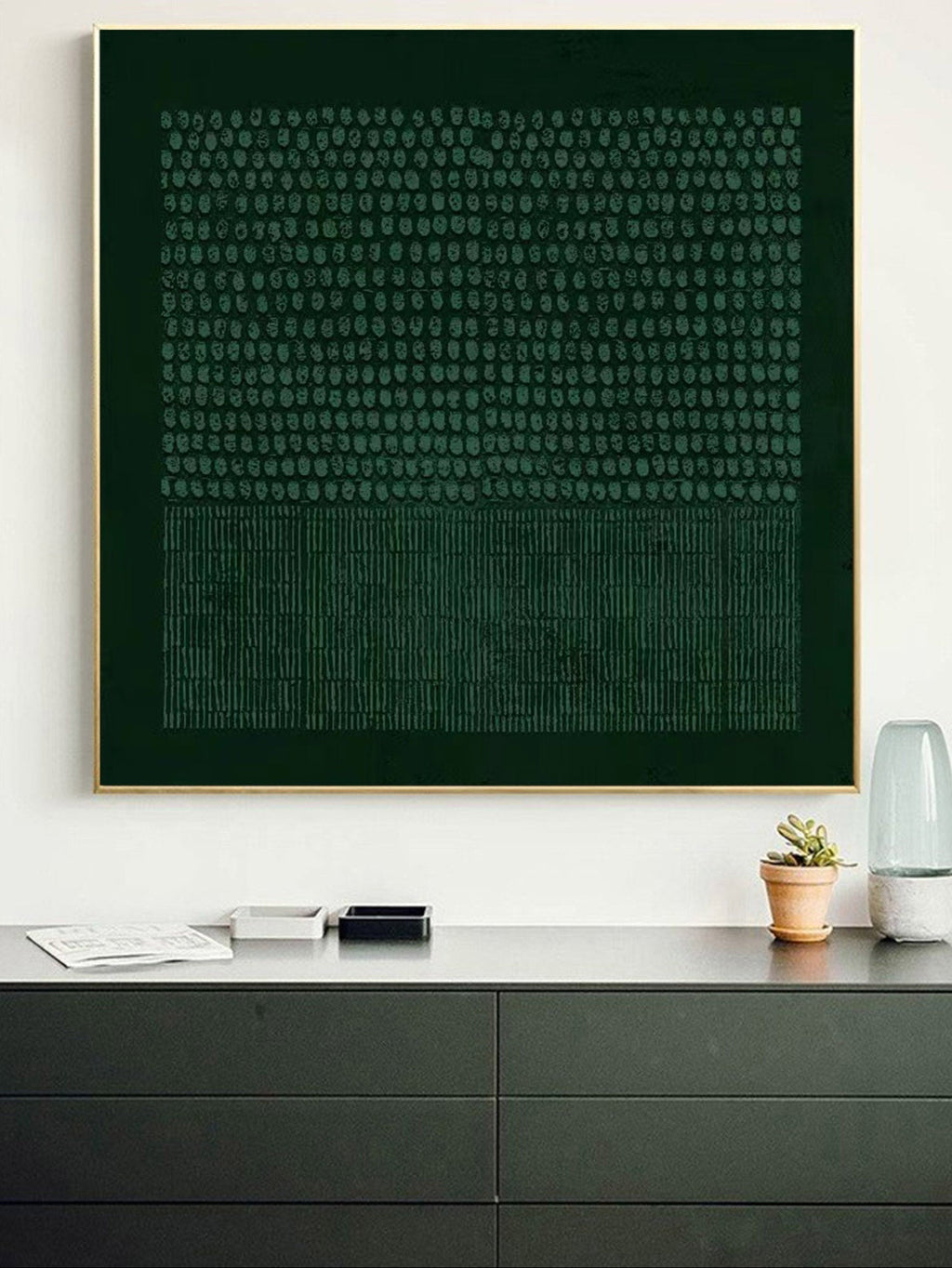 Green Textured Plaster Wall Art Square – SJ#0012
