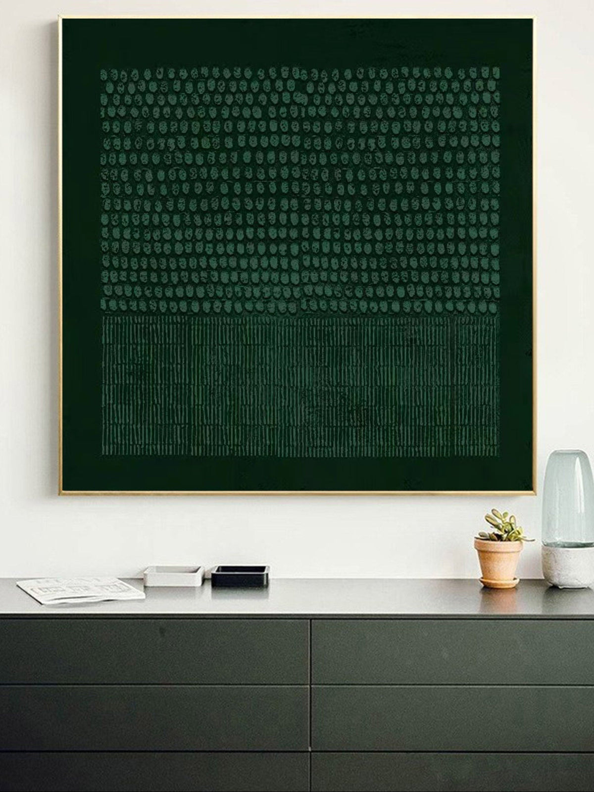 Green Textured Plaster Wall Art Square – SJ#0012