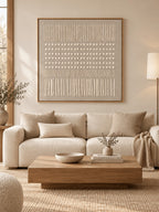 Wabi-Sabi Minimalist Wall Art – Beige Textured Geometric Painting – SJ#0050
