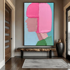 Large Thick Textured Mauve Pink and Brown People Abstract Modern Wall Art-SJ#0339