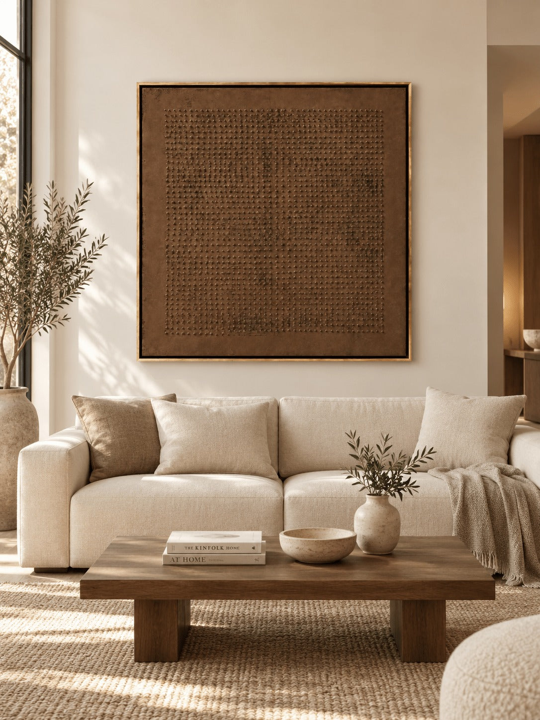 Brown Textured Wabi-Sabi Wall Art – Textured Geometric Wall Art – SJ#0053