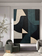 Wabi Sabi Wall Art Green and Blue Texture Painting Green and Blue Minimalist Abstract Canvas Art – SJ#0094