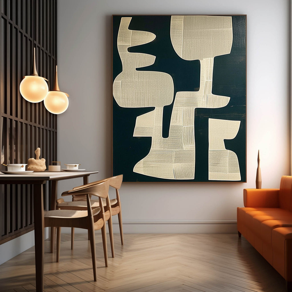 Beige And Black Texture Abstract Wall Art Wabi-Sabi Art Beige And Black Minimalist Canvas Painting –SJ#0168