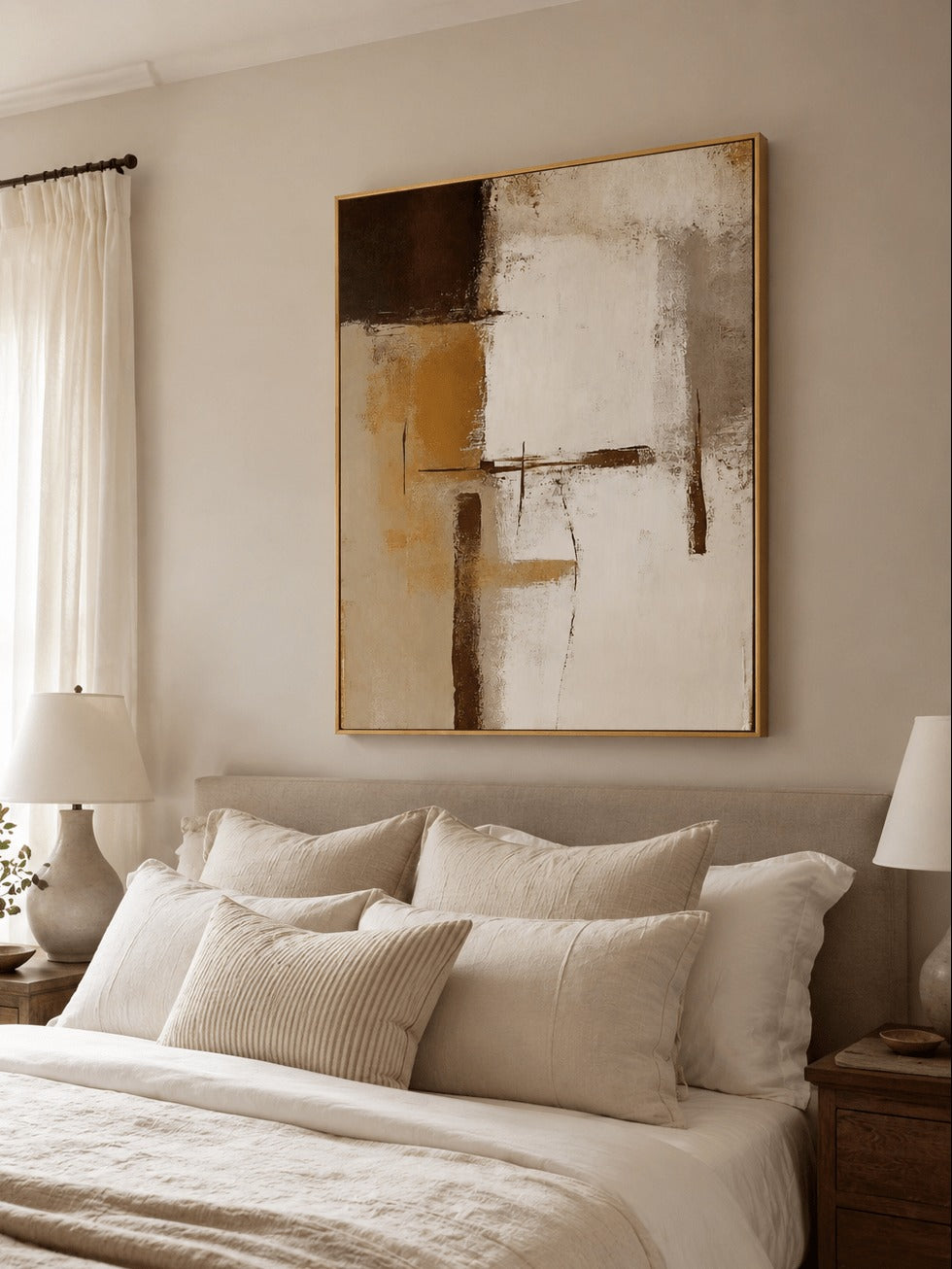 Wabi-Sabi Minimalist Abstract Painting _ Geometric Abstract Wall Art – SJ#0096