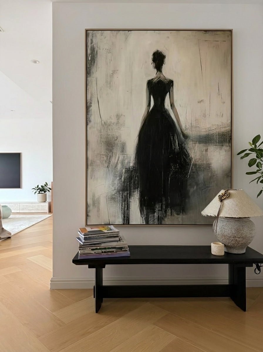 Abstract Black Dress Female Canvas Art – SJ#0079