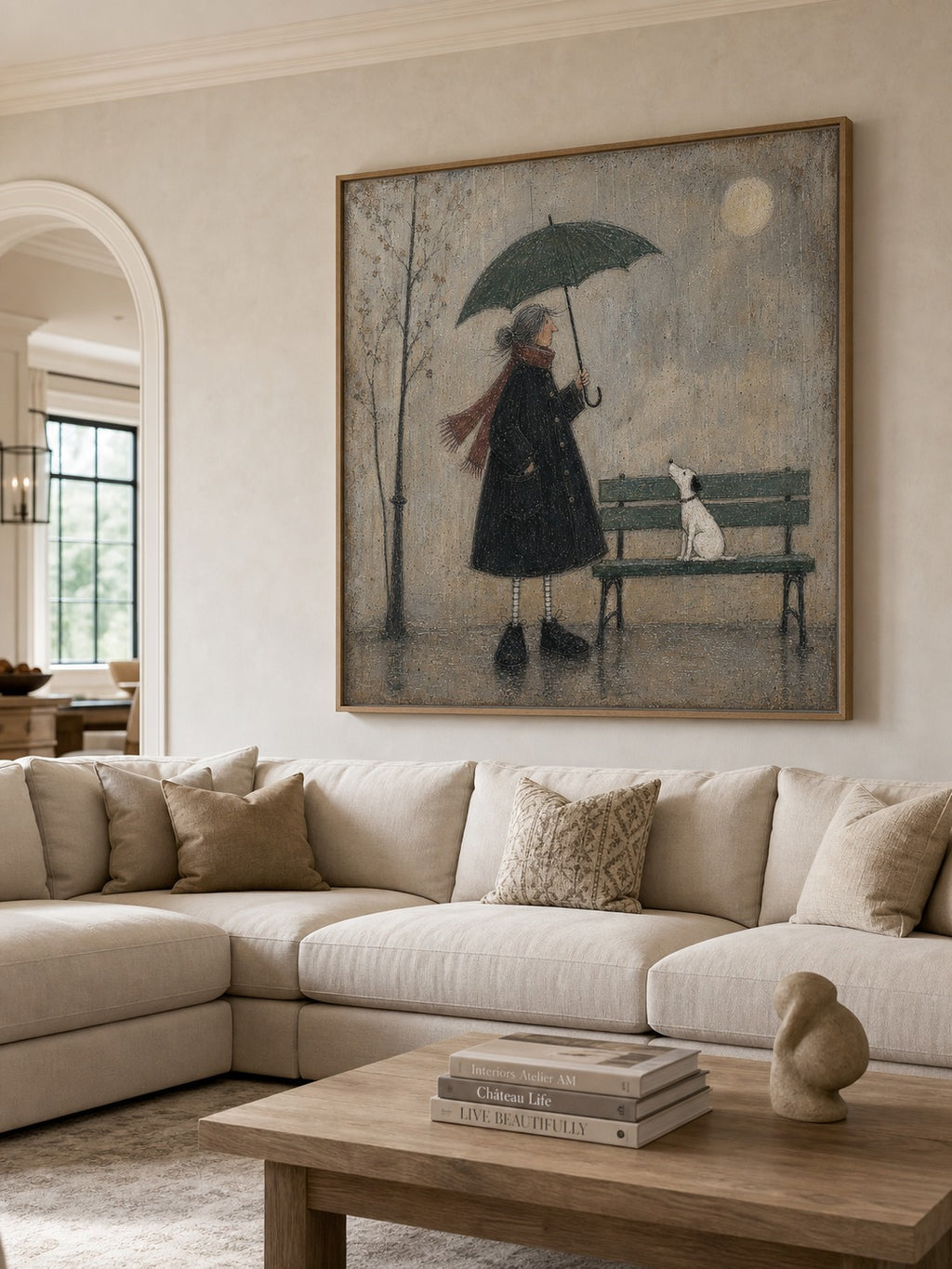 Dog Wall Art Vintage Woman And Dog Oil Painting For Reading Nook Decor-SJ#0179