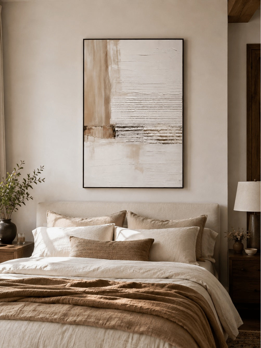 Neutral Textured Abstract Wall Art _ Wabi Sabi Painting – SJ#0101