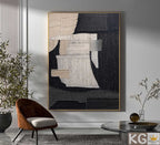 Large Minimalist Abstract Painting Black Gray Minimalist Painting On Canvas-#SJ0320