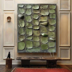 Large 3D Green Abstract Canvas Art for Sale Wabi Sabi Abstract Art Green Canvas Wall Painting – SJ#0158