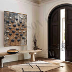 Large 3D Wabi Sabi Abstract Art Black and White Abstract Art for Sale Black and White Canvas Wall Ar-SJ#0156（副本）