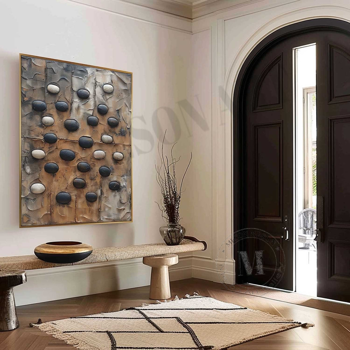 Large 3D Wabi Sabi Abstract Art Black and White Abstract Art for Sale Black and White Canvas Wall Ar-SJ#0156（副本）