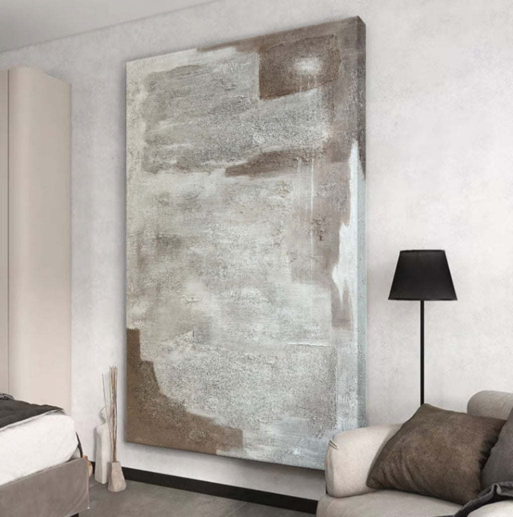 Large Gray Minimalist Abstract Can-SJ#0176