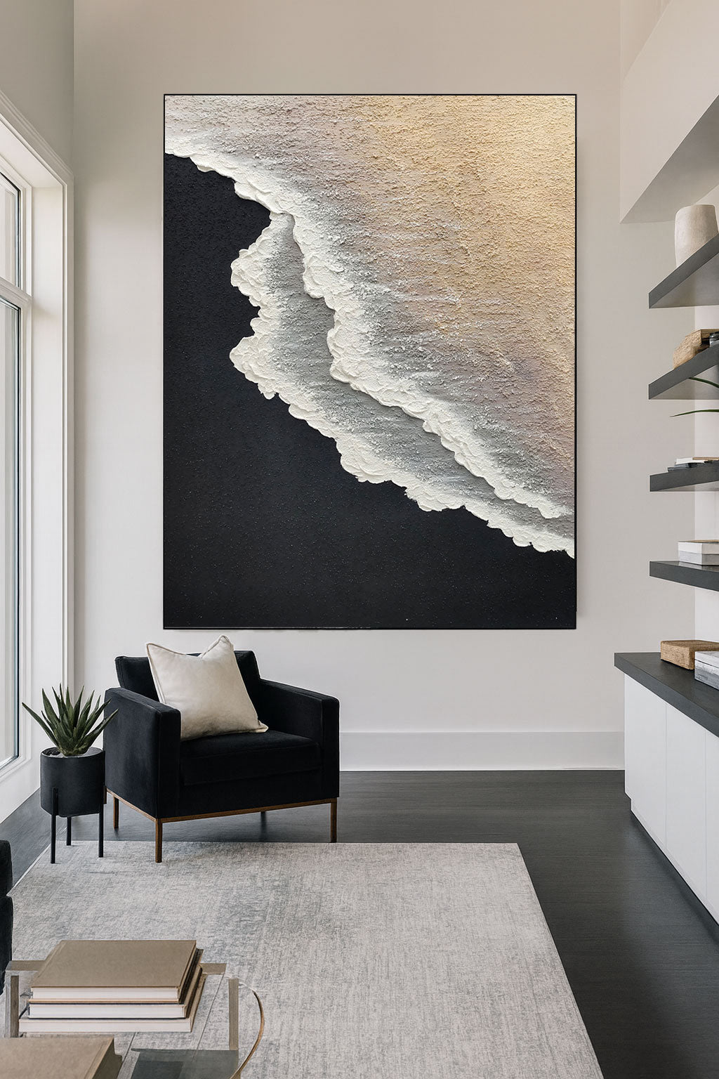 Minimalist Blue Ocean Painting Large Blue Ocean Wall-SJ#0204