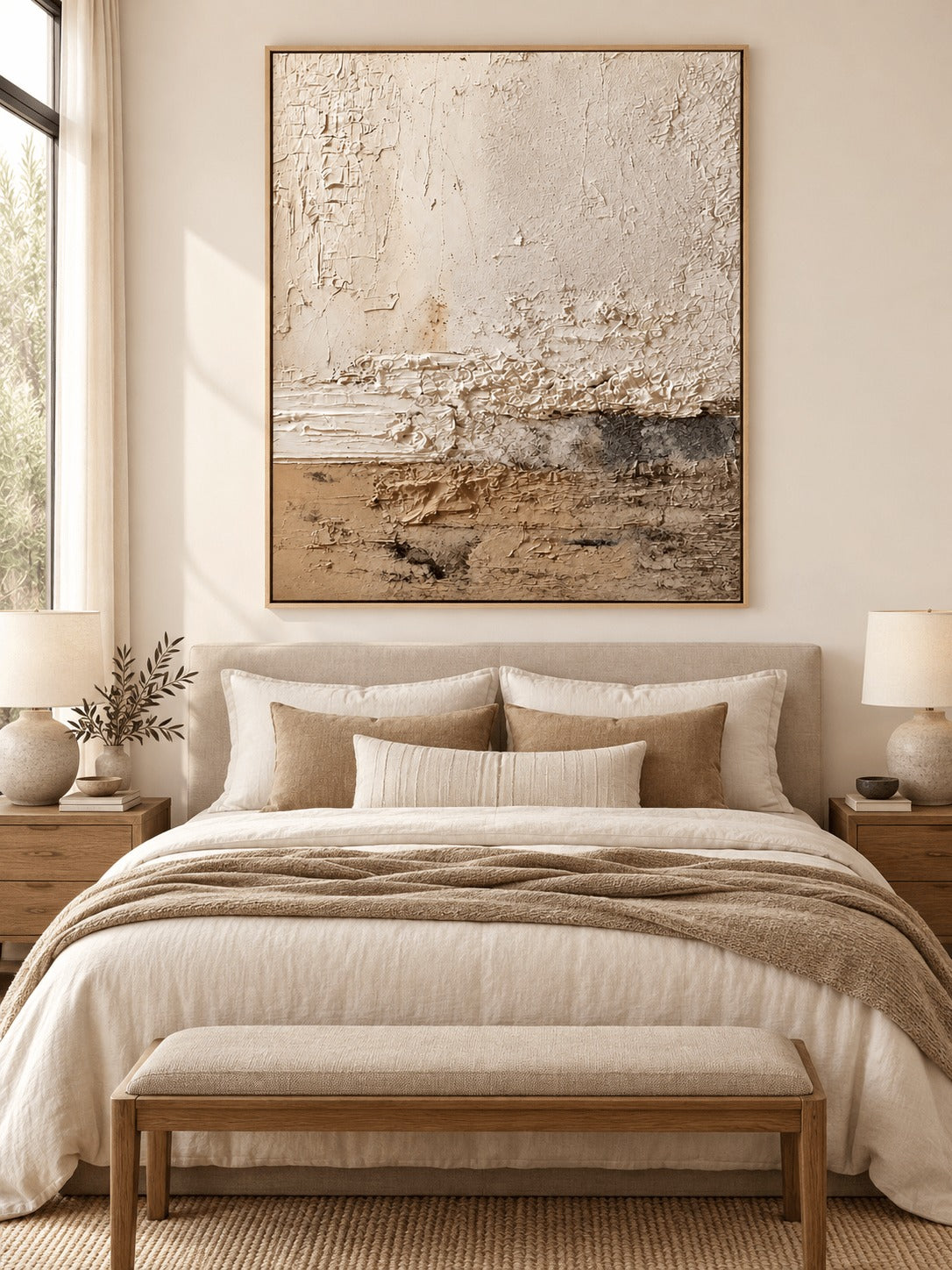 Wabi Sabi Textured Landscape Painting _ Neutral Landscape Wall Art –SJ#0121