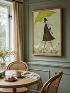 Organic Modern Wall Art Vintage Figure Oil Painting With Geese For Living Room-SJ#0192