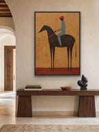 Original Equestrian Oil Painting Canvas Handmade Minimalist Rider Oil Painting-SJ#0237