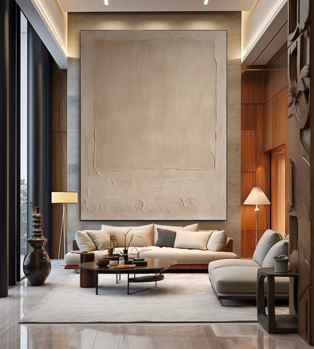 Pure Beige Minimalist Art Large Beige Texture Abstract Painting Beige Painting Beige Abstract Art-SJ#0257