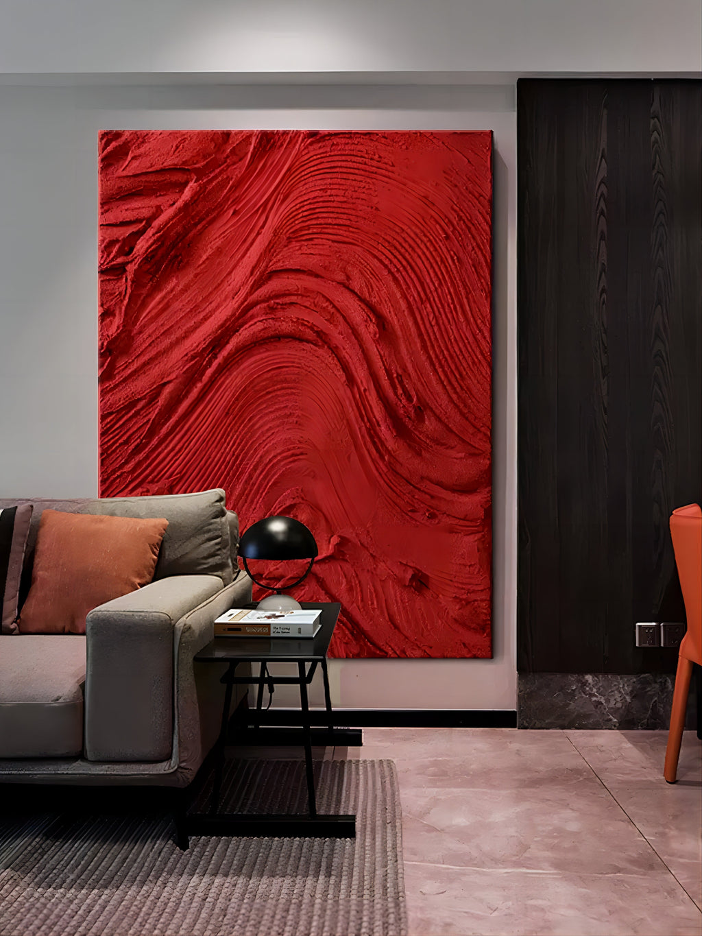 Red 3D Abstract Art Heavy Textured-SJ#0173